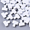 Spray Painted Alloy Multi-Strand Links, Cadmium Free & Lead Free, For Tile Elastic Bracelets Making, T Shape, White, 11x10.5x4mm, Hole: 1mm
