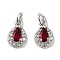 Brass Micro Pave Cubic Zirconia Charms, Cadmium Free & Nickel Free & Lead Free, with Jump Rings, Teardrop, Platinum, Red, 10x6.5x3.5mm, Hole: 2mm