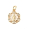 Brass Micro Pave Clear Cubic Zirconia Pendants, Cadmium Free & Nickel Free & Lead Free, with Enamel and Jump Ring, Real 18K Gold Plated, Flower, 14.5x11.5x2mm, Hole: 3mm