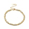 Clear Cubic Zirconia Column Link Chain Bracelet, Rack Plating Brass Jewelry for Women, Cadmium Free & Lead Free, Real 18K Gold Plated, 6-7/8 inch(17.5cm)