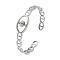 Brass Mariner Link Open Cuff Bangle Making, for Half Drilled Beads, Cadmium Free & Nickel Free & Lead Free, Platinum, Inner Diameter: 2-1/4x1-3/4 inch(5.6x4.5cm), Tray: 7mm, Pin: 0.9mm