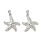 Brass Pendants, Cadmium Free & Lead Free, Starfish, Platinum, 21x20x3.5mm, Hole: 2.3x4mm