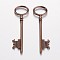 Tibetan Style Alloy Skeleton Key Large Pendants, Lead Free & Cadmium Free, Red Copper, 80x23x3mm, Hole: 12x18mm