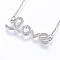 304 Stainless Steel Pendant Necklaces, with Cubic Zirconia, Word Love, Stainless Steel Color, 19.29 inch(49cm), Links: 33.5x13x2mm