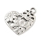 Non-Tarnish 304 Stainless Steel Pendants, Heart with Flower Charms, Stainless Steel Color, 24x25.5x2.8mm, Hole: 3.2mm