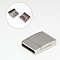 Tarnish Resistant 304 Stainless Steel Magnetic Clasps with Glue-in Ends, Rectangle, Stainless Steel Color, 23x17x6mm, Hole: 3x15mm