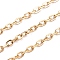 304 Stainless Steel Cable Chains, Soldered, with Spool, Golden, 2x1.5x0.3mm, about 32.8 Feet(10m)/roll