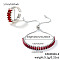 Elegant Fashion Rectangle Brass Rhinestone Slider Bracelets & Cuff Rings Sets, Red