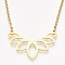 201 Stainless Steel Pendant Necklaces, with Cable Chains, Lotus, Golden, 17.9 inch(45.5cm), 2mm, Lotus: 25x40x1mm
