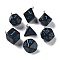 7 Styles Opaque Resin Polyhedral Dice Pendants Set, Multi-Sided Dice Charms with Platinum Plated Iron Loops, Mixed Shapes, Blue, Black, 20~28x19~24x17~24mm, Hole: 2mm, 1pc/style, 7Pcs/set