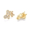 Brass Pave Clear Cubic Zirconia Twister Clasps, Cadmium Free & Nickel Free & Lead Free, Butterfly, Real 18K Gold Plated, 23x17.5x10mm, Hole: 1.2mm