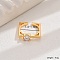 Geometric Square Brass Micro Pave Clear Cubic Zirconia Cuff Ring, Solitaire Ring for Women's Daily Parties, Golden, Inner Diameter: 16~18mm