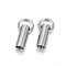 Tarnish Resistant 201 Stainless Steel Cord Ends, End Caps, Column, Stainless Steel Color, 7x2mm, Hole: 3.5mm, about 1.6mm inner diameter