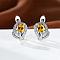 Brass Micro Pave Cubic Zirconia Hoop Earrings, Teardrop, Platinum, Gold, 16x7mm