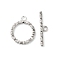 Brass Toggle Clasps, Cadmium Free & Nickel Free & Lead Free, Textured Ring, Real Platinum Plated, Ring: 25.5x21.5x2.5mm, Hole: 3mm, Bar: 32x7x2.5mm, Hole: 3mm