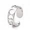 Non-Tarnish 304 Stainless Steel Hollow Out Moon Phase Open Cuff Ring for Women, Stainless Steel Color, US Size 6(16.5mm)