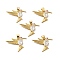 Bird Brass Micro Pave Clear Cubic Zirconia Pendants, Cadmium Free & Nickel Free & Lead Free, Real 18K Gold Plated, 19.5x27.5x4mm, Hole: 3.2x4.7mm