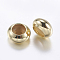 Brass Beads, with Rubber Inside, Slider Beads, Rondelle, Golden, 10x4mm, Hole: 2mm