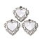 304 Stainless Steel Resin Pendants, Heart, 16.5x15.5x2.5mm, Hole: 1.4mm