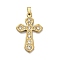 304 Stainless Steel Charms with Rhinestone, Cross, Ion Plating(IP) , Golden, 40x25.5x4mm, Hole: 7x3.5mm