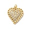 Brass Micro Pave Cubic Zirconia Pendants, Cadmium Free & Lead Free, Heart, Real 16K Gold Plated, with Jump Ring, Clear, 22.5x20x4mm, Hole: 3.4mm