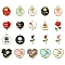 20Pcs 20 Styles Alloy Enamel Pendants, Mixed Shapes with Rose Charm, Mixed Color, 18~23.5x9~21x2.5~4mm, Hole: 1.5~1.8mm, 1pc/style