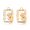 Brass Pendants, Cadmium Free & Nickel Free & Lead Free, Rectangle & Flower, Real 18K Gold Plated, 15.5x9.5x5mm, Hole: 1.2mm