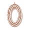 Rack Plating Brass Micro Pave Cubic Zirconia Pendants, Long-Lasting Plated, Lead Free & Cadmium Free, Oval Charms, Rose Gold, 34.5x20x3mm, Hole: 1.5mm