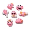 Bowknot Fairy Wand Cloud Opaque Resin Decoden Cabochons, Mixed Shapes, Hot Pink, 20~34.5x21.5~30x7~10mm
