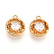 Brass Micro Pave Cubic Zirconia Charms, Heart & Flat Round, Long-Lasting Plated, Nickel Free, Real 18K Gold Plated, Clear, 14~14.5x12x5mm, Hole: 1.5mm