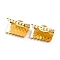304 Stainless Steel Ribbon Ends, Real 18K Gold Plated, 9x10.5x7mm, Hole: 3x1.2mm