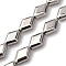 Electroplate Glass Beads Strands, Rhombus, Platinum Plated, 15x10.5x5mm, Hole: 1mm, about 27pcs/strand, 15.12''(38.4cm)