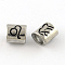 Tarnish Resistant Smooth Surface 304 Stainless Steel European Bead, Large Hole Beads, Oval Constellation/Zodiac Sign Style, Leo, 9x8.5x6.5mm, Hole: 4.5mm