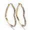 201 Stainless Steel Hoop Earrings, with Rhinestone, Heart, Golden, 47x52.5x3.1mm, Pin: 0.8mm