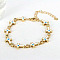 Enamel Cross with Evil Eye Link Chains Bracelet with Cubic Zirconia, Gold Plated Brass Jewelry for Women, White, 9-1/2~10-1/4 inch(24~26cm)
