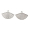 Long-Lasting Plated Brass Filigree Pendants, Fan Charms, Cadmium Free & Nickel Free & Lead Free, Platinum, 11.5x17x0.3mm, Hole: 1.4mm