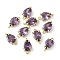 Brass Pave Cubic Zirconia Connector Charms, Rack Plating, Long-Lasting Plated, Cadmium Free & Lead Free, Real 18K Gold Plated, Teardrop, 11.5x6x4mm, Hole: 1mm