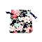 Cotton and Linen Cloth Packing Pouches, Drawstring Bag, Rectangle with Sakura Pattern, Midnight Blue, 10x8x0.25cm