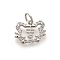 Rack Plating Brass Micro Pave Cubic Zirconia Pendants, Long-Lasting Plated, Lead Free & Cadmium Free, Zodiac Signs Charms, with Jump Ring, Tiger, 10x12x2mm