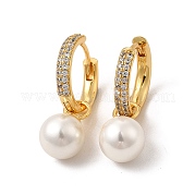 Серьги-кольца из латуни с микропаве из кубического циркония EJEW-P221-48G