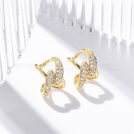Серьги-каффы из латуни с микропаве из прозрачного кубического циркония EJEW-H147-13G-1