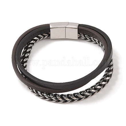 Плетеные браслеты из микрофибры и кожи BJEW-B096-25AS-1