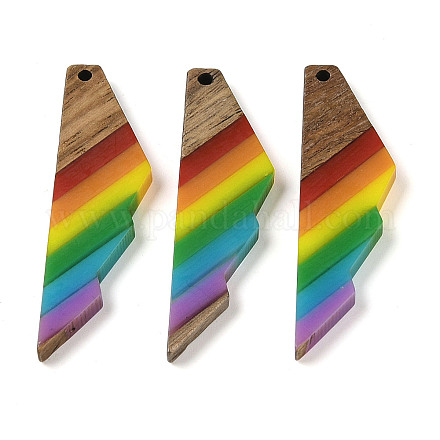 Подвески Pride на тему радуги из смолы и орехового дерева WOOD-K012-12A-1