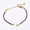 Braided Cotton Cord Bracelet Making, with Brass Lobster Claw Clasps and Extender Chains, with Rhinestone, Golden, Camel, 5-3/8 inch~5-1/2 inch(13.5~14cm), 3mm, Hole: 2mm