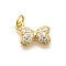 Brass Micro Pave Clear Cubic Zirconia Pendants, with Jump Ring, Long-Lasting Plated, Lead Free & Cadmium Free, Bowknot Charms, Real 18K Gold Plated, 9.5x13x3mm, Hole: 3.5mm