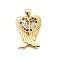 Rack Plating Brass Micro Pave Cubic Zirconia Pendants, Long-Lasting Plated, Lead Free & Cadmium Free, Wing Charms, Real 18K Gold Plated, 23.5x17.5x3mm, Hole: 5x3mm