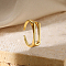 Alloy Adjustable Open Cuff Rings, Real 18K Gold Plated, Letter U, Inner Diameter: Adjustable