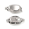 Brass Box Clasps, 1-Strand, 2-Hole, Oval, Nickel Free, Real Platinum Plated, 7.8x17x5.7mm, Hole: 1mm