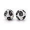 Polymer Clay Pave Rhinestone Beads, Disco Ball Beads, Round, Leopard Print, Jet, 16mm, Hole: 1.6~1.8mm