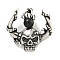 316 Surgical Stainless Steel Pendants, Skull with Horn Charm, Antique Silver, 26.4x26.8x12.5mm, Hole: 4.4x4.1mm